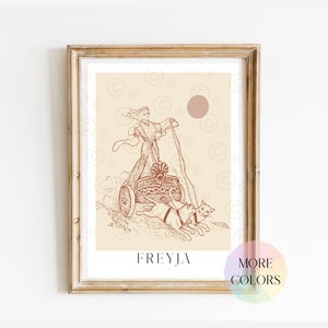 Stampa di Freyja, dea nordica, stampa d'arte vichinga, pagano norreno, altare di Freya, dea vichinga, mitologia nordica, donna vichinga, popolo scandinavo
