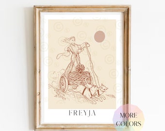 Impresión de Freyja, diosa nórdica, arte vikingo, mitología nórdica
