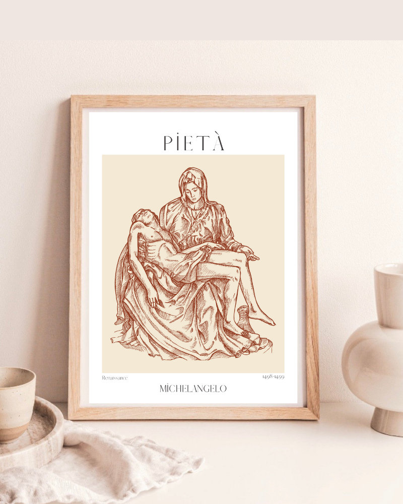 Good Friday Print, Catholic Home Decor Virgin Mary Holding Jesus Print Art 5x7 Pieta Printable Pieta Print Art Pieta Wall Art