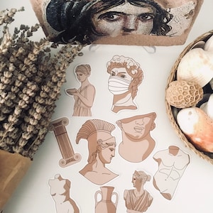 Stickers universitaires sombres, lot d'autocollants grecs anciens, autocollants histoire de l'art, autocollants artistiques, lot d'autocollants mythologie, autocollants imperméables