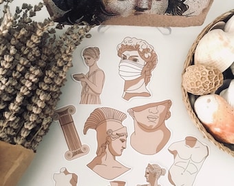 Pegatinas de arte griego antiguo, paquete de pegatinas de mitología a prueba de agua