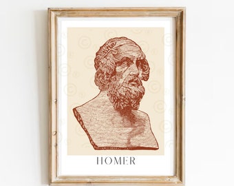 Homer Print, The Odyssey, Iliad, Greek Mythology Art