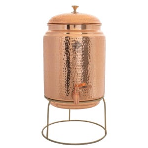 Hand Hammered Copper Water Dispenser with Stand- 5L