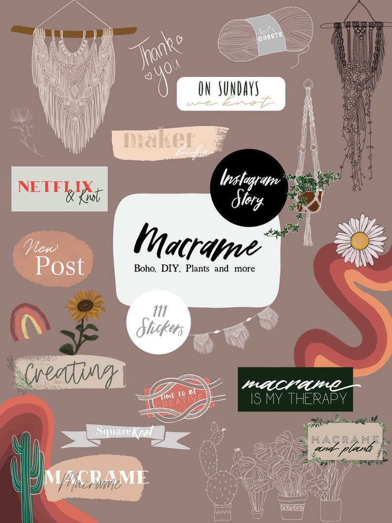 111 Story Sticker - MACRAME, DIY, Plants, Boho - Etsy