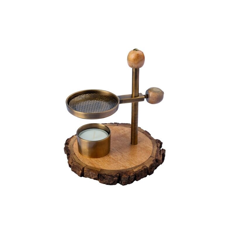 Incense Burner With Wooden Disc Height Adjustable Brass Etsy