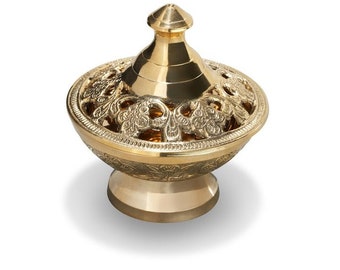 Brass incense burner with engraved pattern