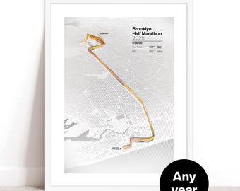 Carte personnalisée du parcours du semi-marathon de Brooklyn