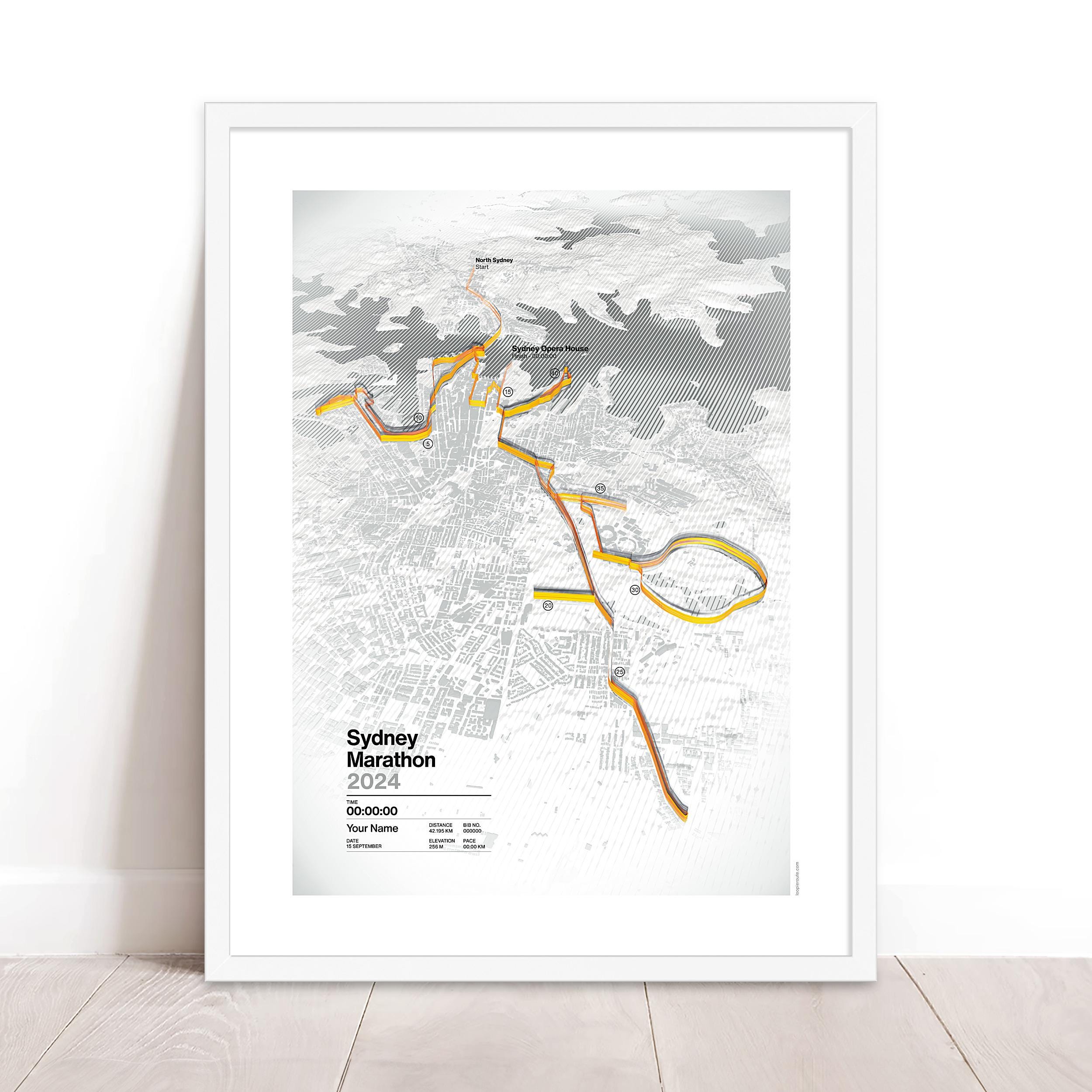 Sydney Marathon / Personalised Route Map - Etsy