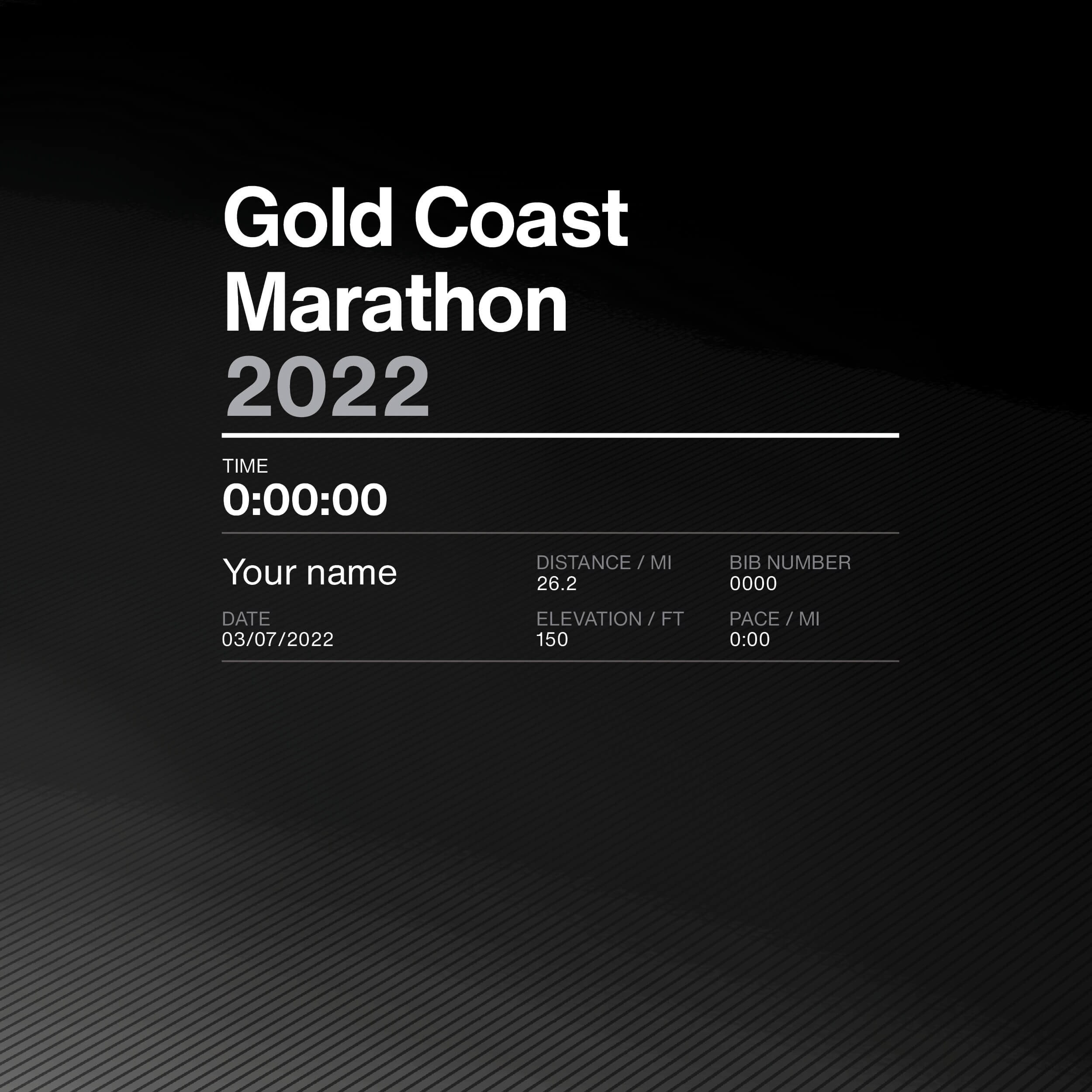 Gold Coast Marathon / Personalised Route Map Etsy