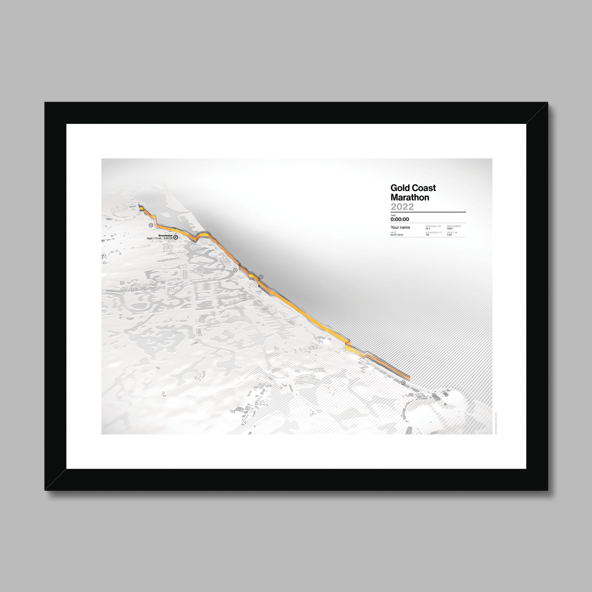 Gold Coast Marathon / Personalised Route Map - Etsy