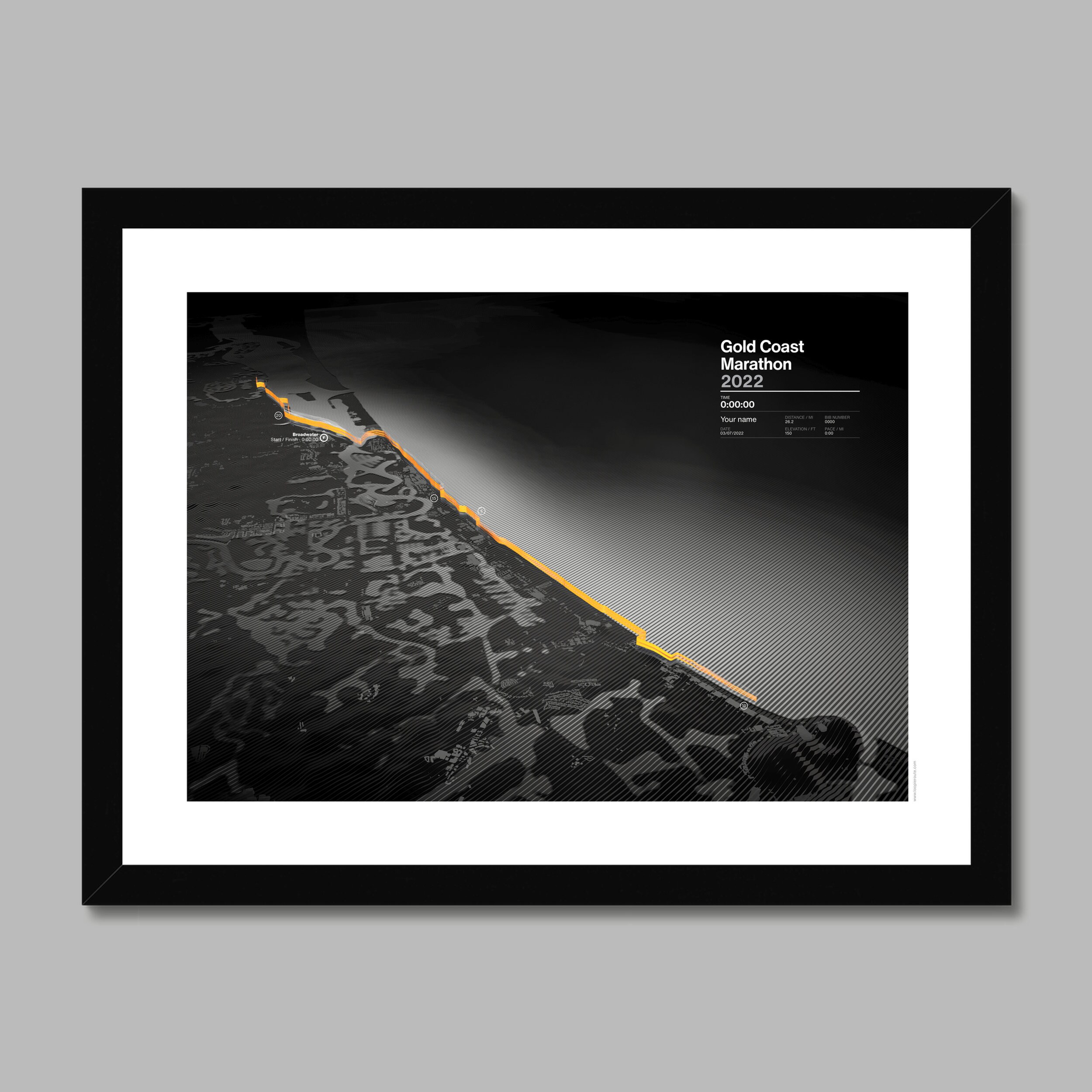 Gold Coast Marathon / Personalised Route Map Etsy