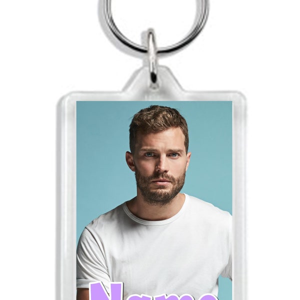 Personalised Jamie Dornan Keyring / Keychain / Bag Tag - add any name/ text