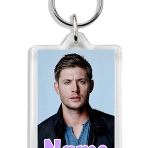Personalised Jensen Ackles (Dean Winchester) Keyring / Keychain / Bag Tag - add any name/ text *Great Gift*