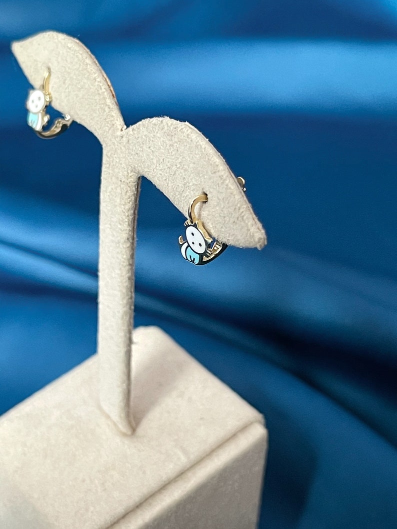 Hello Kitty Style 14 CT Yellow Gold Sweet Baby Kids Earrings Huggies Stamped