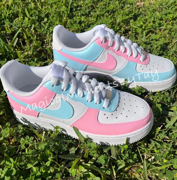 Nike Air Force 1 Custom Sneakers Cotton Candy Blue Pink Purple