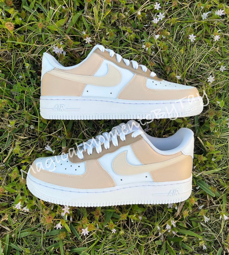 Tan Air Force 1s, Neutral Air Force 1s, Brown Air Forces, Tan Air Forces, Custom Air Forces, Personalized Shoes, Custom Shoes 