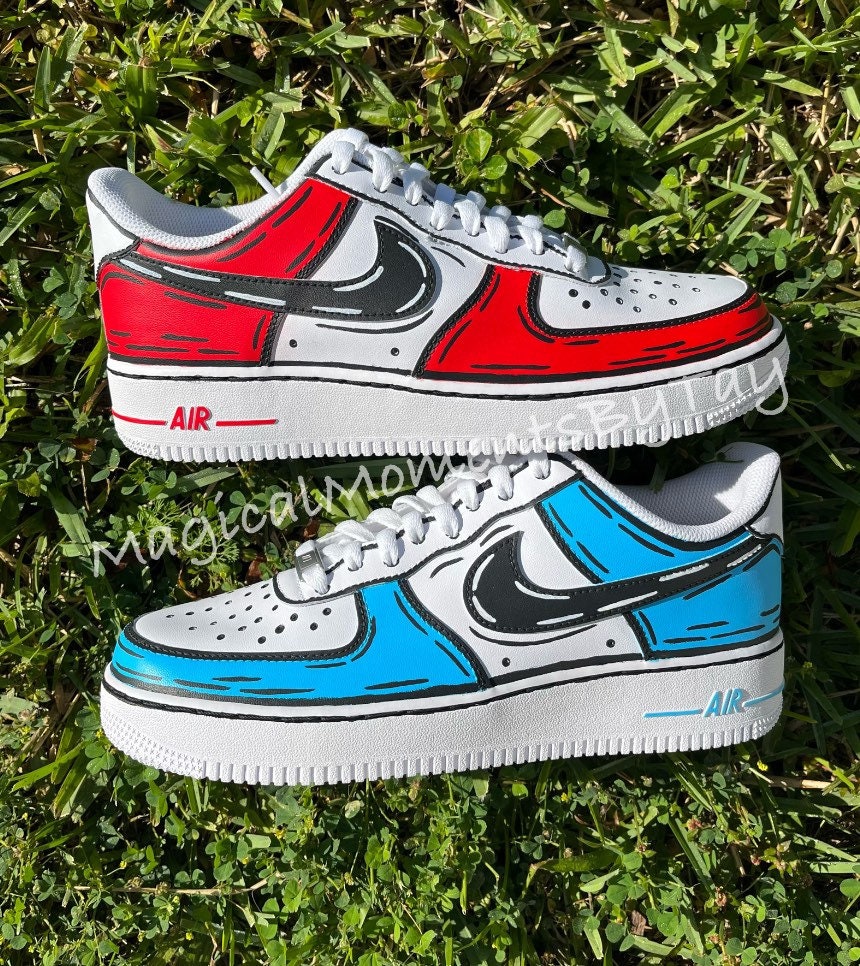 Air Force 1 Custom Shoes Black Cartoon White Outline Mens Womens Kids –  Rose Customs, Air Force 1 Custom Shoes Sneakers Design Your Own AF1