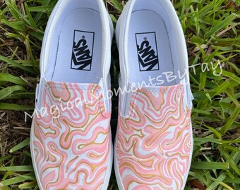Pink Customized Slip On Vans Mens Pink Checkered Vans Shop