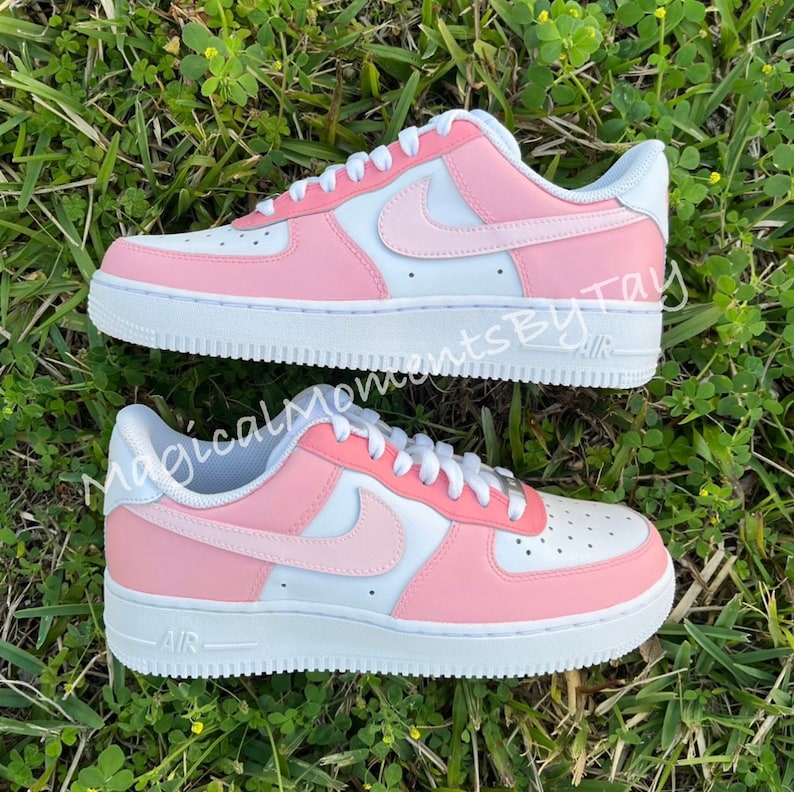 Pink Air Force 1s, Light Pink Air Force 1s, Custom Pink Air Forces, Custom Air Forces, Personalized Shoes, Custom Air Force 