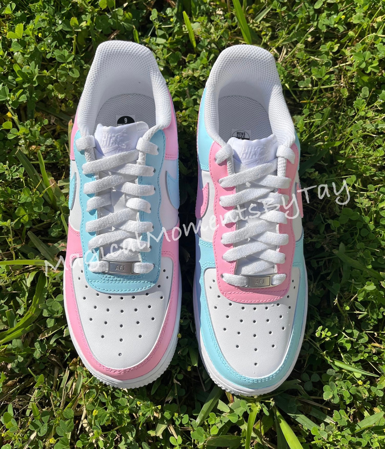 Air Force 1 Custom Cotton Candy Low Inverted Shoes Pink Blue