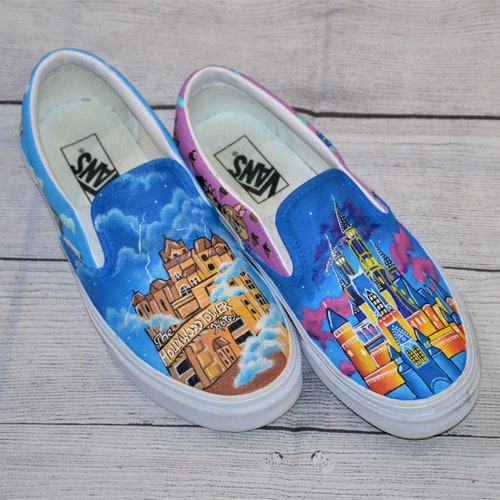 Mickey and Minnie Castle Vans Disney Shoes Hand Painted - Etsy