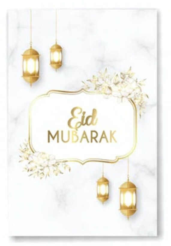 Eid Mubarak Cards white/gold Marble White 2022 Islamic Cards Pack of 4 -  Etsy