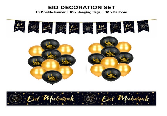 Eid Mubarak Party Decorations Banner Balloons Bunting Cards Flags Hanging Decor Eid Mubarak Party Decorations Banner Balloons Bunting Cards Flags Hanging Decor