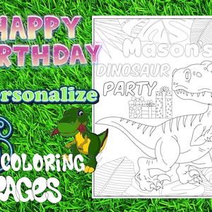 Dinosaur Birthday Party / Birthday coloring pages / Birthday Party favor / Dinosaur Party coloring pages / Digital