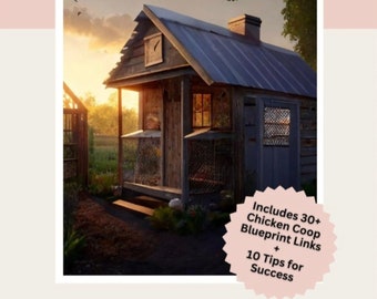 Chicken Coop Plans Downloadable eBook DIY Chicken Keeping Blueprint Links Chicken Coop Plan with Run Gift for Him Gift for Her 30 Plans