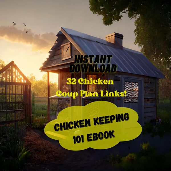 30+ Chicken Coop Plans Downloadable eBook DIY Gift Chicken Keeping Blueprint Links Chicken Coop Plan with Run Plan Gift for Him Gift for Her