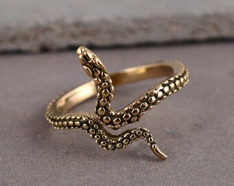 Gold Snake ring, snake ring ,statement ring, Open Serpent Band, Snake jewelry, Stacking Animal rings, Dainty ring, bohemian ring adjustable