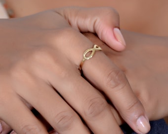 Infinity Ring, Gold Infinity Band, Minimalist Gold Ring, Promise Ring for Her, Infinity Symbol Jewelry, Handmade Ring
