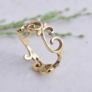 Gold Filigree Ring, Brass Ring, Dainty Lace Ring, Simple Vintage Ring, Minimalist Ring, Gift For Her, Leafy Ring, Rings For Women, mt-hsc, image 1