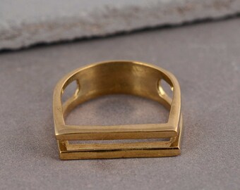 Double square ring, handmade ring, Women Ring, Gift for Her, Dainty Ring, Square band, Bar Ring , mt-ldnd,