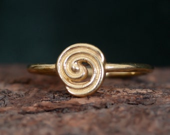 Spiral Ring, Dainty Spiral Ring, Thin Gold Band Ring, Gold Spiral Ring, Spiral Jewelry, Brass Ring