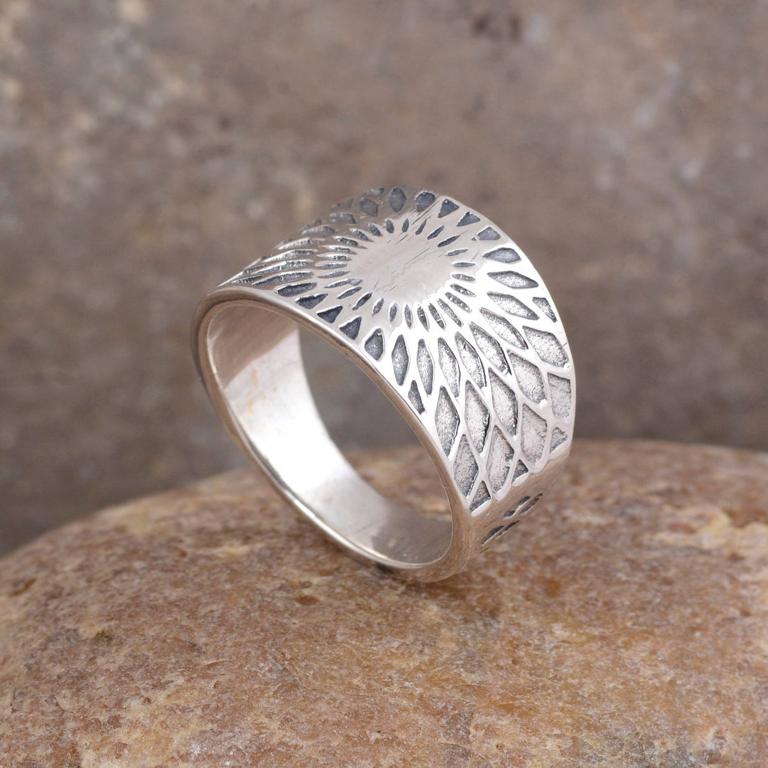 925 Silver Sun Ring, Silver Celestial Ring, Silver Band Ring, Sunrays ...