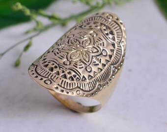 Mandala Ring, Boho Ring, Vintage-Stil Ring, Geschenk Ring, Boho Ring, handgemachter Ring, Messing Ring.