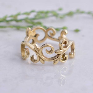 Gold Filigree Ring, Brass Ring, Dainty Lace Ring, Simple Vintage Ring, Minimalist Ring, Gift For Her, Leafy Ring, Rings For Women, mt-hsc, image 3