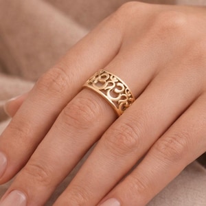 18k Gold Om Ring, Lord Shiva Om Ring, Goldbandring, Goldener Daumenring, religiöser Ring, Goldring für Mama - mt-0ckc