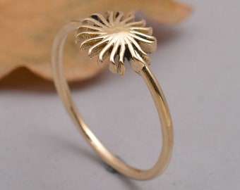 Anillo de sol, anillo de latón, anillo de sol completo, anillo de latón hecho a mano, anillo de rayos de sol, regalo para ella, anillo delicado, anillo de regalo, anillo de banda de latón, anillo para ella