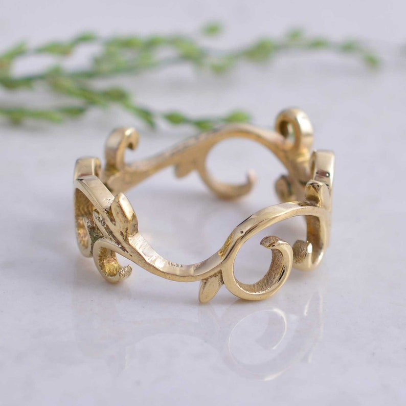 Gold Filigree Ring, Brass Ring, Dainty Lace Ring, Simple Vintage Ring, Minimalist Ring, Gift For Her, Leafy Ring, Rings For Women, mt-hsc, image 4