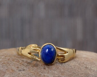 18k Gold Lapis Lazuli Ring, Genuine Lapis Lazuli Ring, Unique Ring, Promise Ring, Lapis Lazuli Jewelry, Gold Ring, Graduation Gift, mt-0dsa