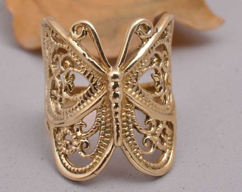 Gold Butterfly Ring, Minimalist Ring, Butterfly Ring, Midi Ring, 925 Brass Butterfly Ring, Stacking Ring, Butterfly Jewelry, mt-0llan