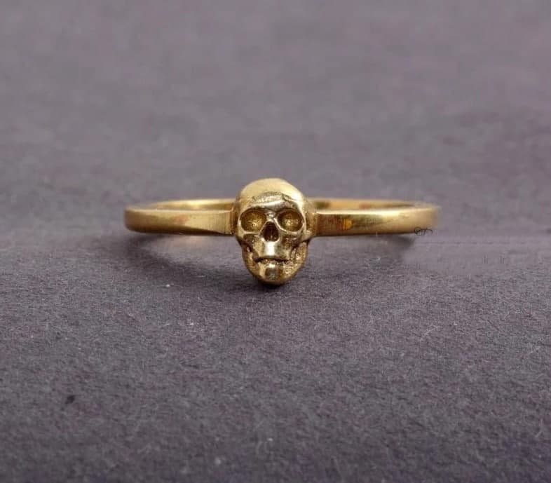 Valentino Crowned Skull Brass Dark Gold Fume Ring