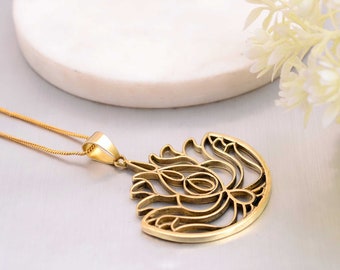 14k gouden lotusketting, gouden lotusbloemsieraden, yogasieraden, spirituele geschenken