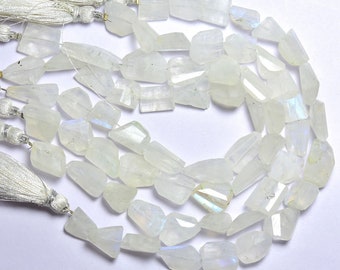 AAA AAA Grade Natural Gemstone Blue Flash Stone 15strand Natural Rainbow Moonstone Leaser Cut Faceted Nuggets Shape Beads 10-15mm