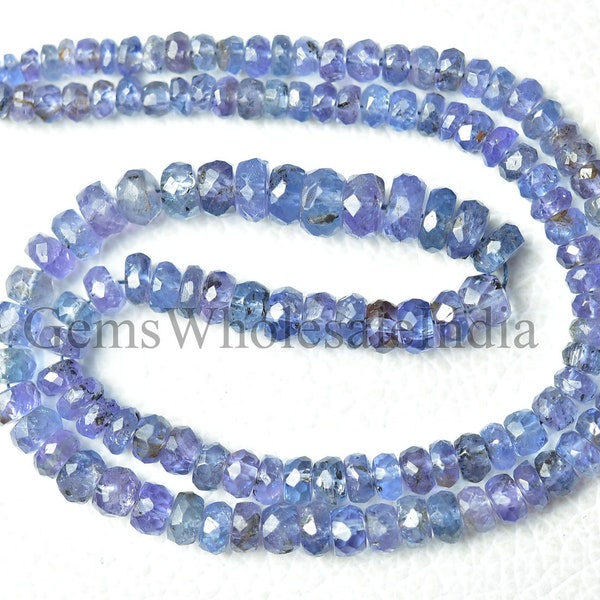 AAA Tanzanite Faceted Rondelle  Tanzanite micro cut Beads  Tanzanite Beads Strand Natural Gemstone Beads 15 Inch Strand 3.5mm to 6.5mm N1561