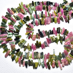 Natural Shape Tourmaline Pencil Beads Polished Stick  Tourmaline Beads  Tourmaline Stick Beads  7 Inches Strand 3x7mm to 4x10mm - N2125