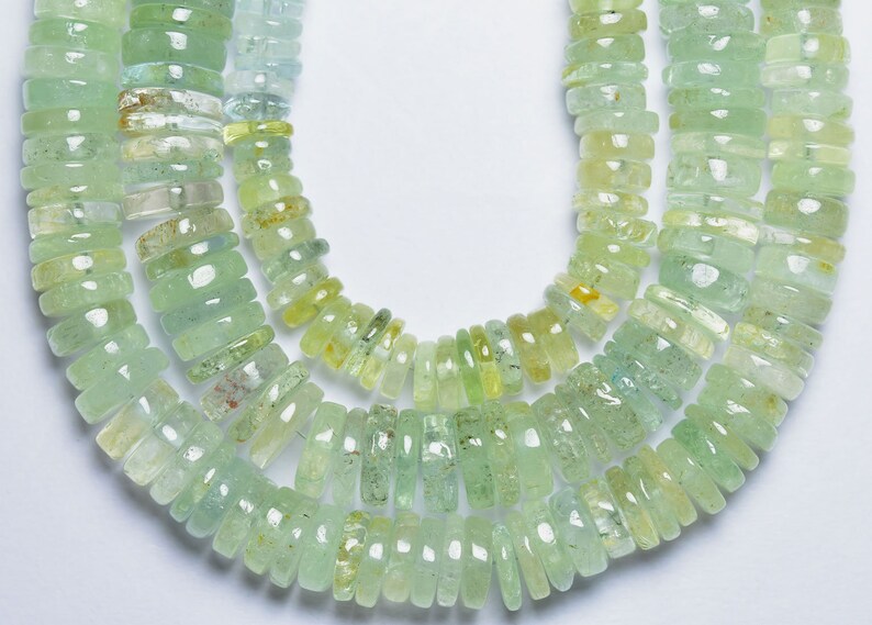 1 Full Strand---Multi Aquamarine Smooth Wheels Tyre Shape Beads----9mm to 11mm----Natural Gemstone----N32