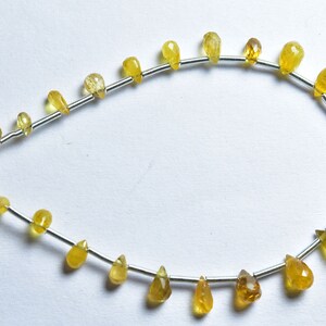 Rare Yellowish Orange SAPPHIRE Faceted Teardrops Briolette----4x2mm to 6x4mm----Natural Gemstone----N314